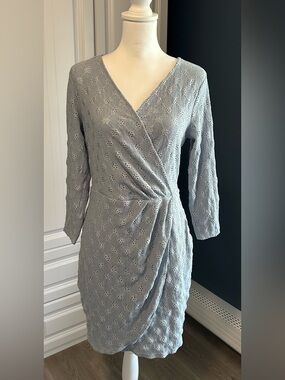 Mohito Women's Medium Light Blue Eyelet Wrap Dress NWT